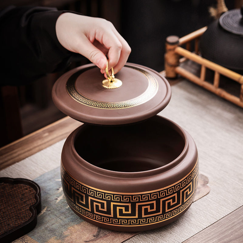【汀和大福】好茶值得好收藏！2025新中式紫砂茶罐☛防潮密封｜黃金大容量1900cc｜可儲存一斤茶葉